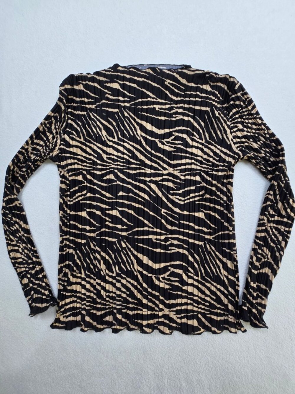 Rails Small Zebra Print Long Sleeve Top Black & Beige Animal Pattern
